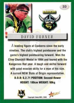 2000 Select #33 David Furner Back